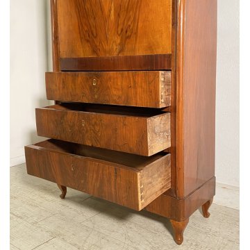 ANTICO SECRETAIRE BIEDERMEIER SEGRETO 1900 LEGNO NOCE RIBALTA SCRITTOIO EPOCA