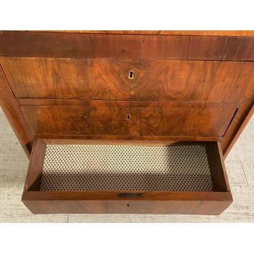 ANTICO SECRETAIRE BIEDERMEIER SEGRETO 1900 LEGNO NOCE RIBALTA SCRITTOIO EPOCA