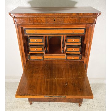 ANTICO SECRETAIRE BIEDERMEIER SEGRETO 1900 LEGNO NOCE RIBALTA SCRITTOIO EPOCA