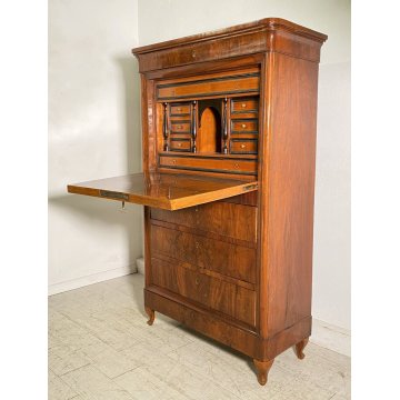 ANTICO SECRETAIRE BIEDERMEIER SEGRETO 1900 LEGNO NOCE RIBALTA SCRITTOIO EPOCA