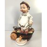 STATUINA FIGURA PORCELLANA CAPODIMONTE Frate VENDEMMIA BOTTE VINTAGE '900