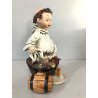 STATUINA FIGURA PORCELLANA CAPODIMONTE Frate VENDEMMIA BOTTE VINTAGE '900