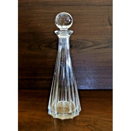 BOTTIGLIA CONICA CRISTALLO SCANALATO con TAPPO SFERA LIQUORE Whisky VINTAGE '900