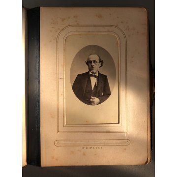 ANTICO ALBUM FOTOGRAFICO Liberty  COPERTINA PELLE OVALE INTARSIATO 13x16x5,5 cm