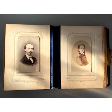 ANTICO ALBUM FOTOGRAFICO Liberty  COPERTINA PELLE OVALE INTARSIATO 13x16x5,5 cm