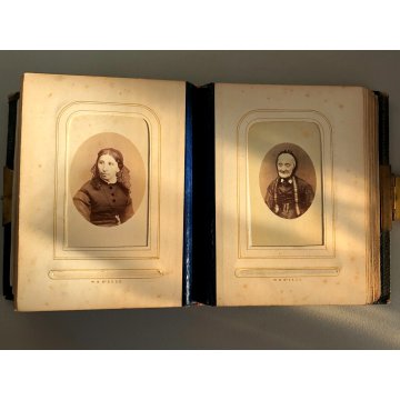 ANTICO ALBUM FOTOGRAFICO Liberty  COPERTINA PELLE OVALE INTARSIATO 13x16x5,5 cm