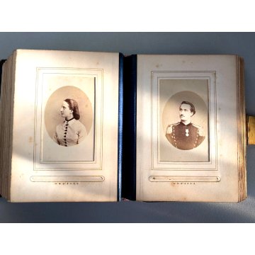 ANTICO ALBUM FOTOGRAFICO Liberty  COPERTINA PELLE OVALE INTARSIATO 13x16x5,5 cm