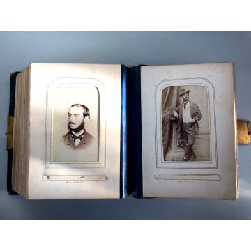 ANTICO ALBUM FOTOGRAFICO Liberty  COPERTINA PELLE OVALE INTARSIATO 13x16x5,5 cm