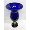 GRANDE VASO VETRO MURANO DESIGN BLU E ORO 51 cm/h VASE ITALIA CA'FOSCARI VINTAGE