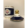 VASO con COPERCHIO PORCELLANA Sevres JAR WITH LID BLU ORO DECORO BOUQUET FIORITO