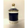 VASO con COPERCHIO PORCELLANA Sevres JAR WITH LID BLU ORO DECORO BOUQUET FIORITO