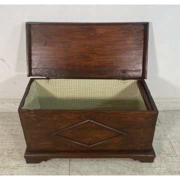 ANTICA PICCOLA CASSAPANCA PIEMONTESE legno ABETE epoca 1800 OLD WOOD CHEST BAULE