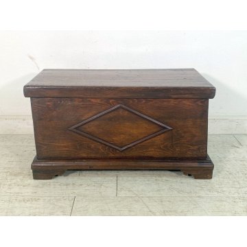 ANTICA PICCOLA CASSAPANCA PIEMONTESE legno ABETE epoca 1800 OLD WOOD CHEST BAULE