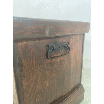 ANTICA PICCOLA CASSAPANCA PIEMONTESE legno ABETE epoca 1800 OLD WOOD CHEST BAULE