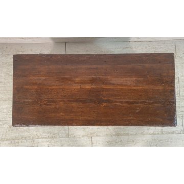 ANTICA PICCOLA CASSAPANCA PIEMONTESE legno ABETE epoca 1800 OLD WOOD CHEST BAULE