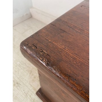 ANTICA PICCOLA CASSAPANCA PIEMONTESE legno ABETE epoca 1800 OLD WOOD CHEST BAULE