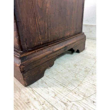 ANTICA PICCOLA CASSAPANCA PIEMONTESE legno ABETE epoca 1800 OLD WOOD CHEST BAULE
