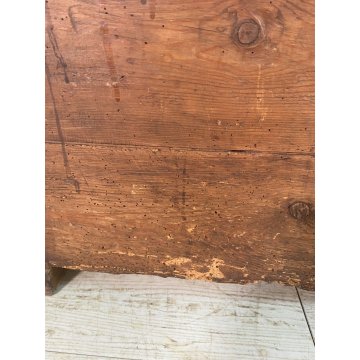 ANTICA PICCOLA CASSAPANCA PIEMONTESE legno ABETE epoca 1800 OLD WOOD CHEST BAULE