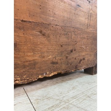 ANTICA PICCOLA CASSAPANCA PIEMONTESE legno ABETE epoca 1800 OLD WOOD CHEST BAULE