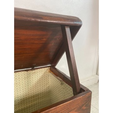ANTICA PICCOLA CASSAPANCA PIEMONTESE legno ABETE epoca 1800 OLD WOOD CHEST BAULE