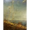 QUADRO DIPINTO OLIO Artino Giroldi PAESAGGIO AUTUNNO COLLINE LAGO MAGGIORE '900