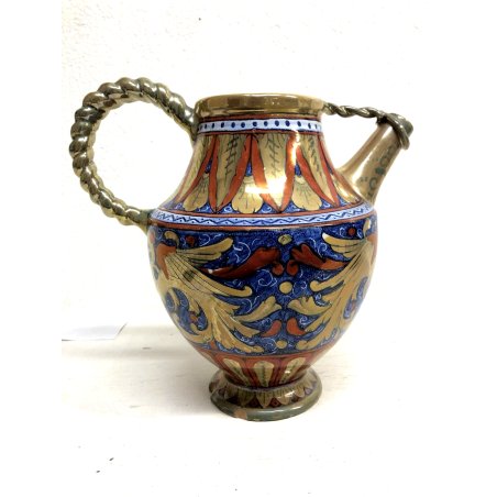 ANTICO VASO BROCCA VERSATOIO Rubboli Gualdo Tadino SCU MAIOLICA LUSTRO  '800