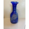 VASO VINTAGE blu La Murrina VETRO MURANO SCAVO MASCHERONI LEONE '900