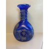 VASO VINTAGE blu La Murrina VETRO MURANO SCAVO MASCHERONI LEONE '900