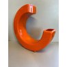 VASO DESIGN 'C' ARANCIONE ASTRATTO MODERNO GRAFICO SMALTATO LUCIDO