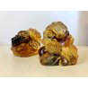 COPPIA SCULTURA CRISTALLO VINTAGE CANE DI FOO COLOR AMBRA BOX MADE in CHINA '900