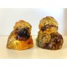 COPPIA SCULTURA CRISTALLO VINTAGE CANE DI FOO COLOR AMBRA BOX MADE in CHINA '900
