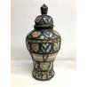 GRANDE VASO COPERCHIO URNA JAR LID CERAMICA POLICROMA DECORO FILIGRANA MAROCCO
