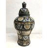 GRANDE VASO COPERCHIO URNA JAR LID CERAMICA POLICROMA DECORO FILIGRANA MAROCCO