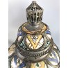 GRANDE VASO COPERCHIO URNA JAR LID CERAMICA POLICROMA DECORO FILIGRANA MAROCCO