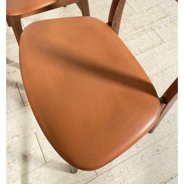 LOTTO 4 SEDIE DESIGN ANNI 60 STILE HANS J. WAGNER LEGNO E SKY VINTAGE CHAIR