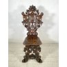 ANTICO TRONO SGABELLO PUTTO SCOLPITO A MANO CHAIR SCRANNO LIBERTY '800 SEDIA