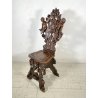 ANTICO TRONO SGABELLO PUTTO SCOLPITO A MANO CHAIR SCRANNO LIBERTY '800 SEDIA