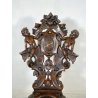 ANTICO TRONO SGABELLO PUTTO SCOLPITO A MANO CHAIR SCRANNO LIBERTY '800 SEDIA