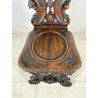 ANTICO TRONO SGABELLO PUTTO SCOLPITO A MANO CHAIR SCRANNO LIBERTY '800 SEDIA