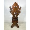 ANTICO TRONO SGABELLO PUTTO SCOLPITO A MANO CHAIR SCRANNO LIBERTY '800 SEDIA