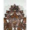 ANTICO TRONO SGABELLO PUTTO SCOLPITO A MANO CHAIR SCRANNO LIBERTY '800 SEDIA