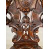 ANTICO TRONO SGABELLO PUTTO SCOLPITO A MANO CHAIR SCRANNO LIBERTY '800 SEDIA