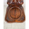 ANTICO TRONO SGABELLO PUTTO SCOLPITO A MANO CHAIR SCRANNO LIBERTY '800 SEDIA