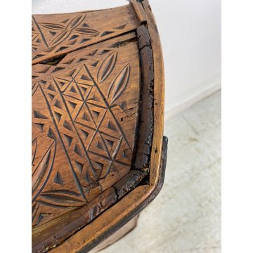 ANTICA CULLA IN LEGNO SCOLPITA A MANO epoca 1800 CRIB BAMBINO LETTINO PORTAFIORI