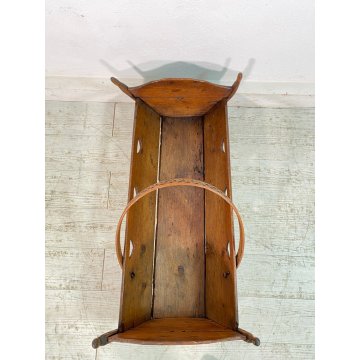 ANTICA CULLA IN LEGNO SCOLPITA A MANO epoca 1800 CRIB BAMBINO LETTINO PORTAFIORI