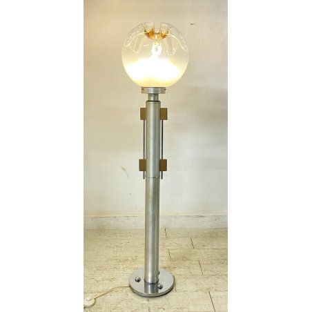 LAMPADA DA TERRA PIANTANA FLOOR LAMP ATTR. TONI ZUCCHERI ACCIAIO VETRO ANNI 70