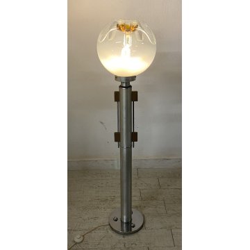 LAMPADA DA TERRA PIANTANA FLOOR LAMP ATTR. TONI ZUCCHERI ACCIAIO VETRO ANNI 70