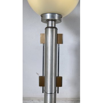 LAMPADA DA TERRA PIANTANA FLOOR LAMP ATTR. TONI ZUCCHERI ACCIAIO VETRO ANNI 70