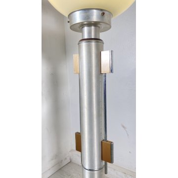 LAMPADA DA TERRA PIANTANA FLOOR LAMP ATTR. TONI ZUCCHERI ACCIAIO VETRO ANNI 70