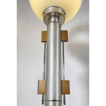 LAMPADA DA TERRA PIANTANA FLOOR LAMP ATTR. TONI ZUCCHERI ACCIAIO VETRO ANNI 70